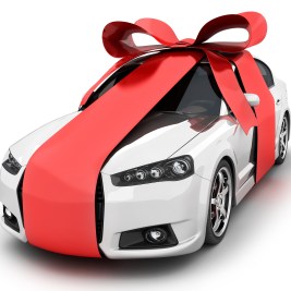 New car with Christmas ribbon
