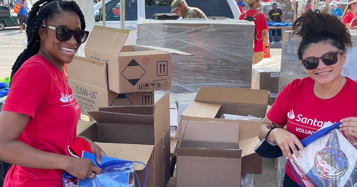 SC volunteers packing school supplies