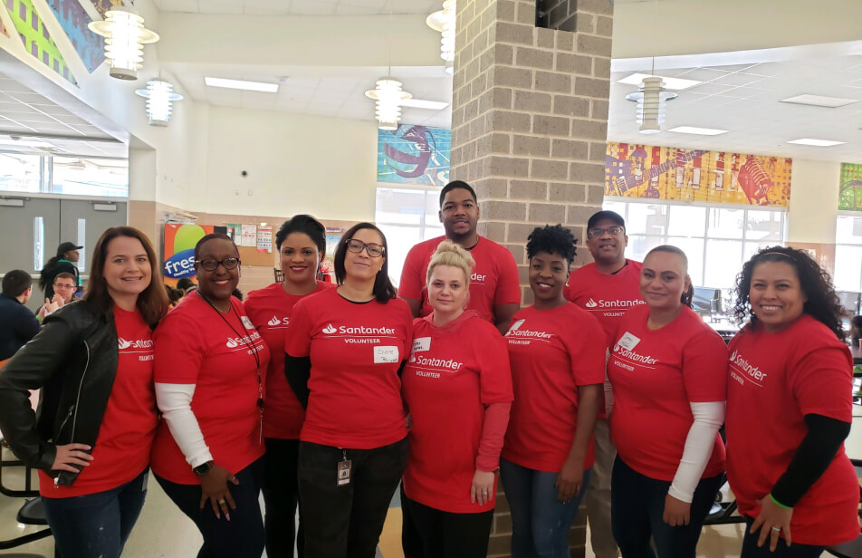 A group of Santander Consumer USA volunteers at an event